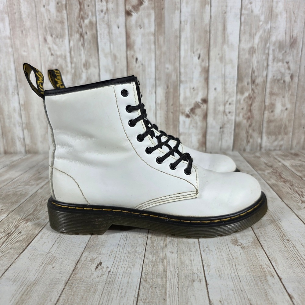 Dr. Martens 1460 J White Leather‎ Ankle Boots Side Zip Bouncing Soles US 5
